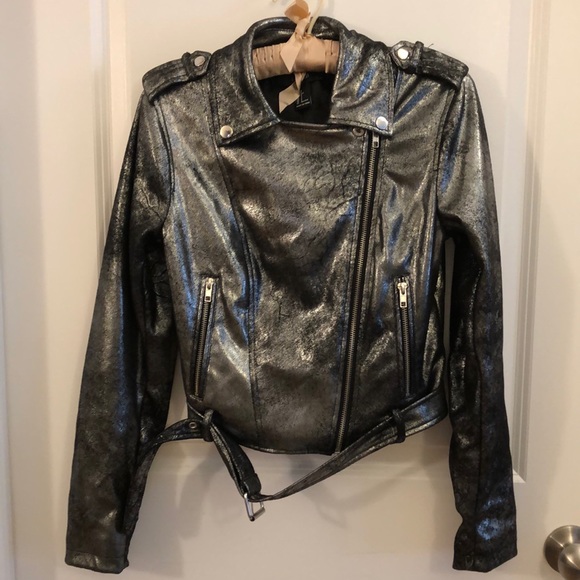 Forever 21 Jackets & Blazers - Forever 21 Silver moto jacket size small